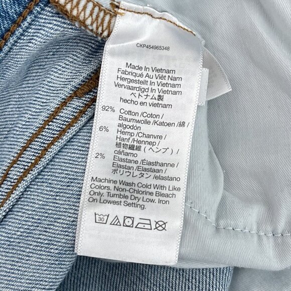 Madewell High-Rise Denim Shorts Frayed Hem Blue Wash Cotton Stretch Size 32 - Picture 6 of 13